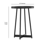 Mesa auxiliar redonda de metal y madera Homy Casa para sala de estar, negra moderna