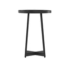 Mesa auxiliar redonda de metal y madera Homy Casa para sala de estar, negra moderna