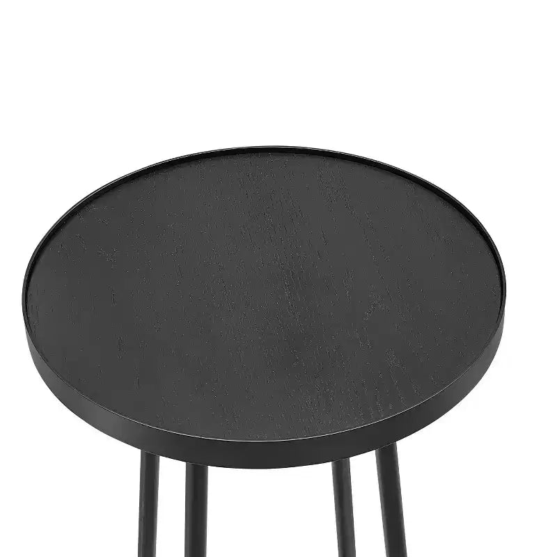 Mesa auxiliar redonda de metal y madera Homy Casa para sala de estar, negra moderna