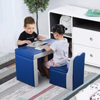 Juego de sofá para niños 2 en 1 multifuncional, juego de mesa y sillas para niños pequeños, sofá de 2 asientos, caja de almacenamiento suave y resistente
