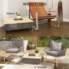 Mesa auxiliar para exteriores con ratán PE, mesa auxiliar de patio con parte superior de madera de abeto natural, mesa decorativa resistente a la intemperie para patio, piscina, porche