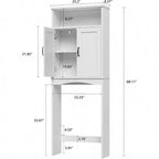 Armario de almacenamiento para colocar sobre el inodoro, estante para ahorrar espacio, organizador de baño blanco con estante ajustable y puertas dobles