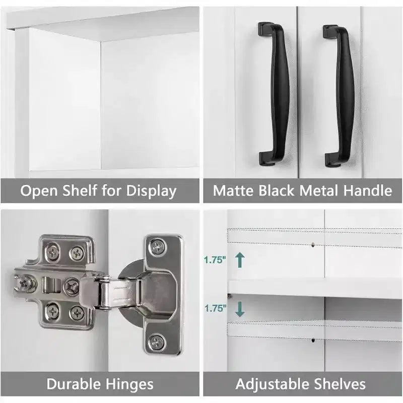 Armario de almacenamiento para colocar sobre el inodoro, estante para ahorrar espacio, organizador de baño blanco con estante ajustable y puertas dobles