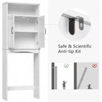 Armario de almacenamiento para colocar sobre el inodoro, estante para ahorrar espacio, organizador de baño blanco con estante ajustable y puertas dobles