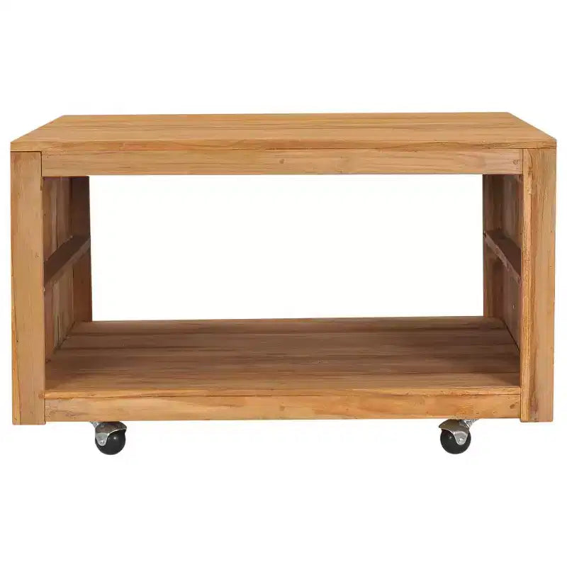 vidaXL Mesa de Centro Mesa Auxiliar Mesa de Sofá con Ruedas Madera Maciza de Teca - 80 x 80 x 40 cm