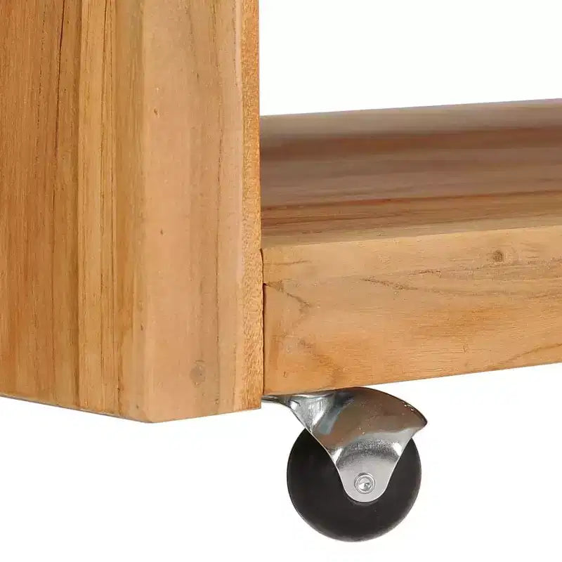 vidaXL Mesa de Centro Mesa Auxiliar Mesa de Sofá con Ruedas Madera Maciza de Teca - 80 x 80 x 40 cm