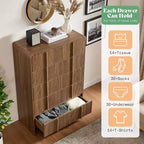 AMERLIFE Cómoda moderna estriada con tiradores de pino, esquinas redondeadas y antivuelco, organizador de almacenamiento de madera de 48 para salón