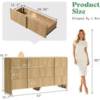 AMERLIFE Cómoda moderna estriada con tiradores de pino, esquinas redondeadas y antivuelco, organizador de almacenamiento de madera de 48 para salón