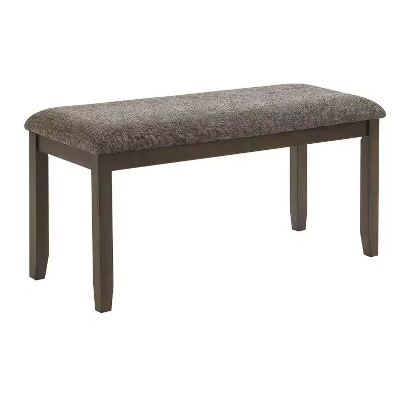 Juego de comedor de 6 piezas GDFStudio Eira Farmhouse con mesa rectangular de madera de caucho, 1 banco y 4 sillas tapizadas en lino