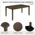 Juego de comedor de 6 piezas GDFStudio Eira Farmhouse con mesa rectangular de madera de caucho, 1 banco y 4 sillas tapizadas en lino