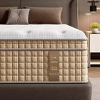 Colchón híbrido Whisen 14 Queen, colchón de espuma viscoelástica, resortes ensacados, sin fibra de vidrio - Beige y blanco