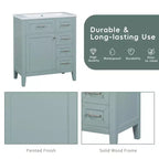 MAYEERTY 30 Mueble bajo de baño sin lavabo, con estructura sólida de MDF y cajones verdes