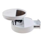 Mesa de centro elevable con cajón, mesa central redonda con almacenamiento, mesa de centro moderna de madera ajustable con almacenamiento para sala de estar, blanco