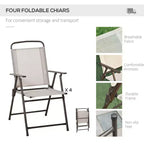 Juego de comedor para patio de 6 piezas para 4 personas con sombrilla, mesa y sillas de exterior con 4 sillas de comedor plegables y mesa redonda de cristal