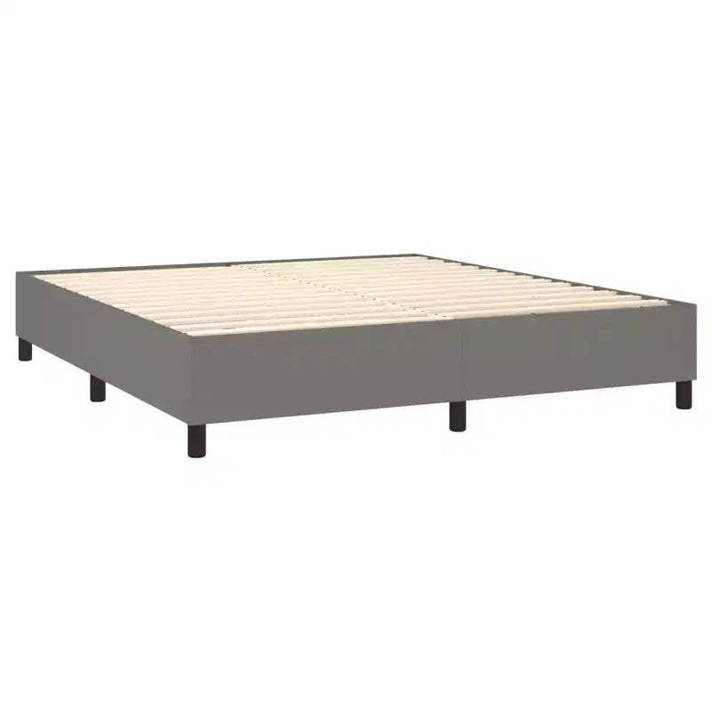 Base de cama Tela gris oscuro (100% poliéster), Contrachapado, Madera manufacturada