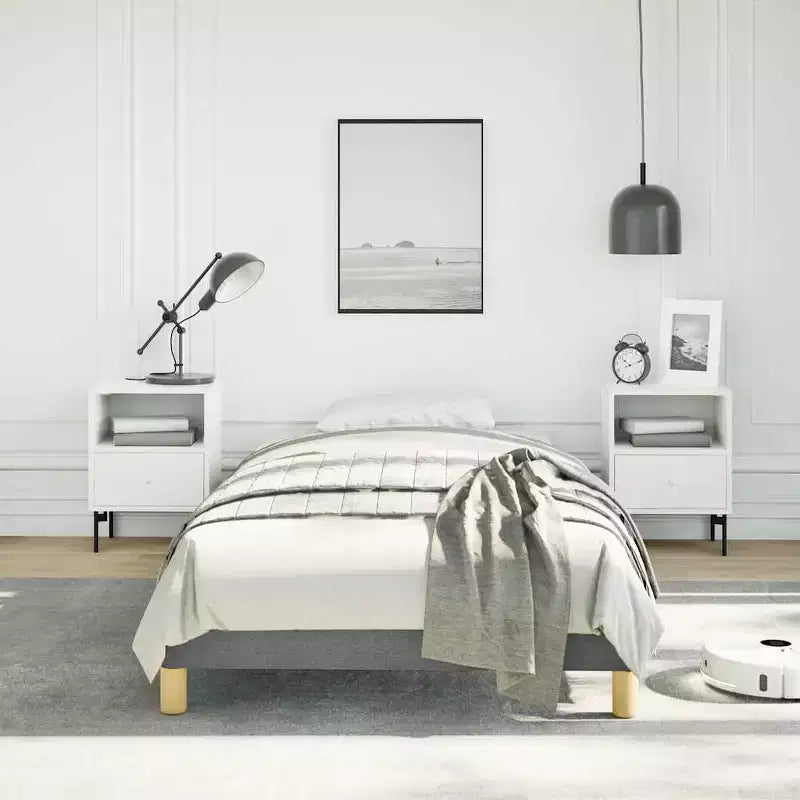 Estructura de Cama Poliéster Gris Oscuro, Contrachapado, Madera de Ingeniería Individual XL