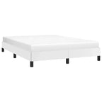 Base de cama de piel sintética blanca, Contrachapado, Madera de ingeniería, Matrimonial
