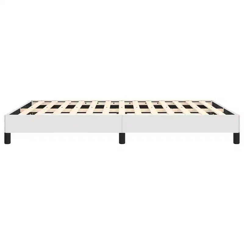 Base de cama de piel sintética blanca, Contrachapado, Madera de ingeniería, Matrimonial