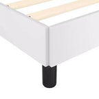 Base de cama de piel sintética blanca, Contrachapado, Madera de ingeniería, Matrimonial