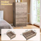 Karl Home Cómoda grande de 7 cajones para dormitorio y cómoda con construcción robusta, organizador de almacenamiento de madera para armario, en gris