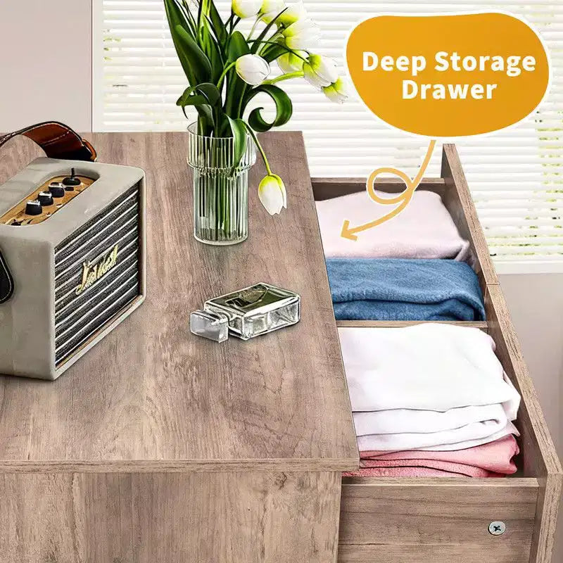 Karl Home Cómoda grande de 7 cajones para dormitorio y cómoda con construcción robusta, organizador de almacenamiento de madera para armario, en gris