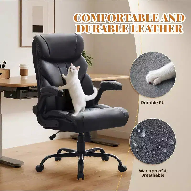 Silla ergonómica de oficina para la oficina en casa, silla ejecutiva de escritorio con respaldo alto, reposapiés retráctil y asiento ancho, silla giratoria de ordenador de alta resistencia