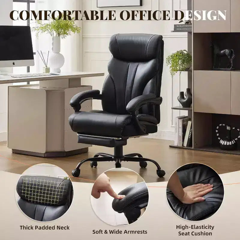 Silla ergonómica de oficina para la oficina en casa, silla ejecutiva de escritorio con respaldo alto, reposapiés retráctil y asiento ancho, silla giratoria de ordenador de alta resistencia