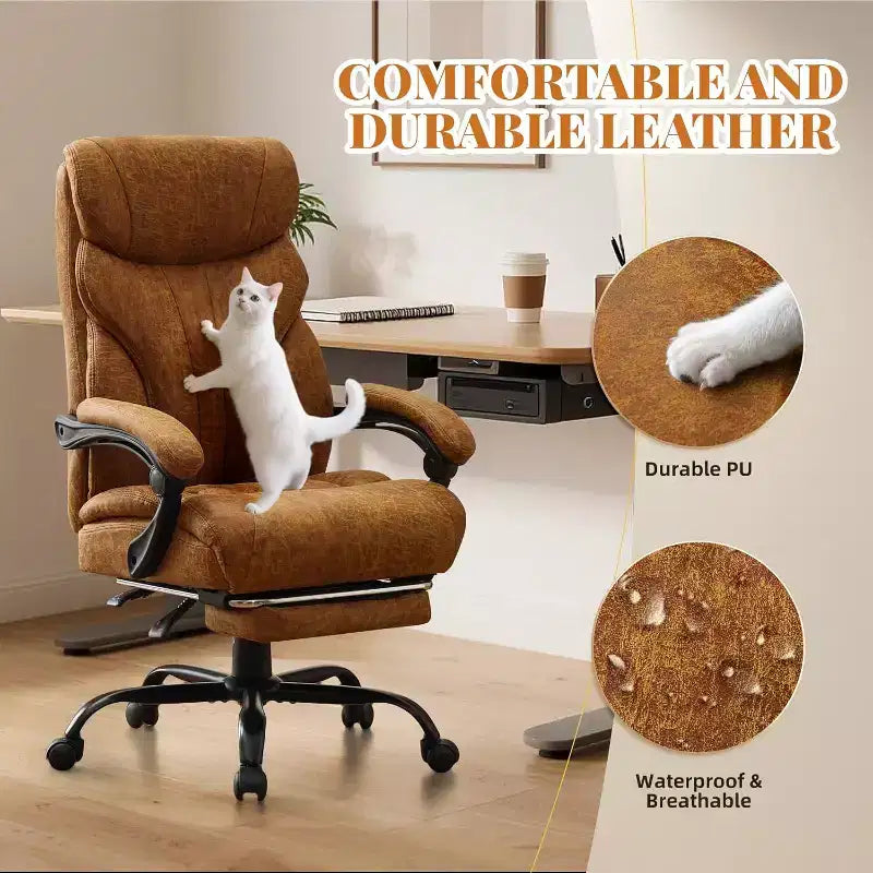 Silla ergonómica de oficina para la oficina en casa, silla ejecutiva de escritorio con respaldo alto, reposapiés retráctil y asiento ancho, silla giratoria de ordenador de alta resistencia