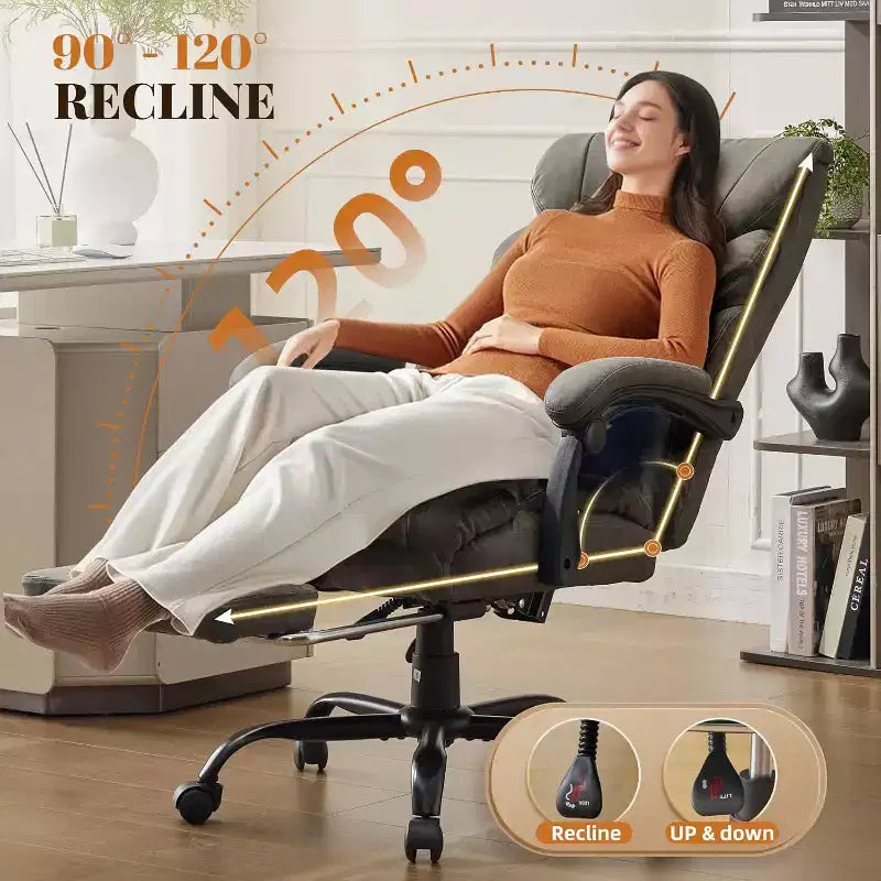 Silla ergonómica de oficina para la oficina en casa, silla ejecutiva de escritorio con respaldo alto, reposapiés retráctil y asiento ancho, silla giratoria de ordenador de alta resistencia