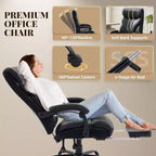 Silla ergonómica de oficina para la oficina en casa, silla ejecutiva de escritorio con respaldo alto, reposapiés retráctil y asiento ancho, silla giratoria de ordenador de alta resistencia