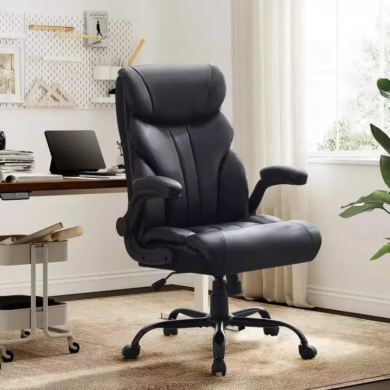 Silla ergonómica de oficina para la oficina en casa, silla ejecutiva de escritorio con respaldo alto, reposapiés retráctil y asiento ancho, silla giratoria de ordenador de alta resistencia
