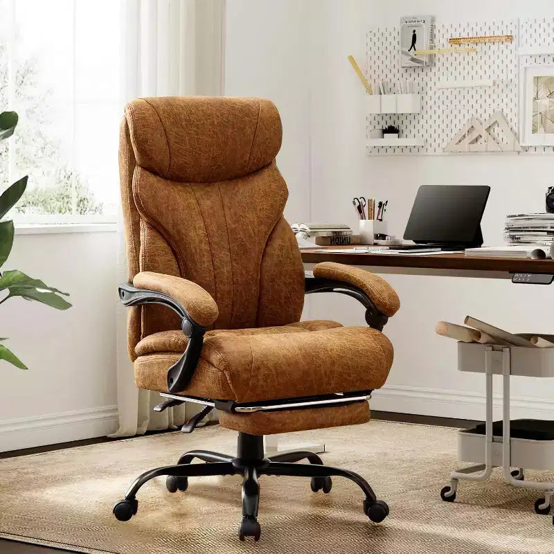 Silla ergonómica de oficina para la oficina en casa, silla ejecutiva de escritorio con respaldo alto, reposapiés retráctil y asiento ancho, silla giratoria de ordenador de alta resistencia