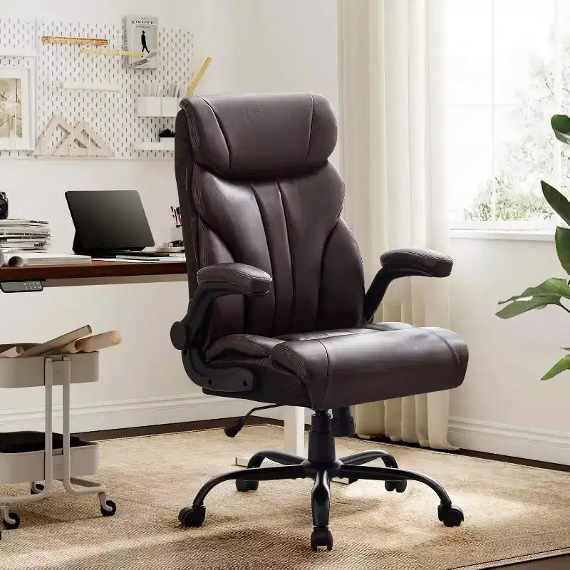 Silla ergonómica de oficina para la oficina en casa, silla ejecutiva de escritorio con respaldo alto, reposapiés retráctil y asiento ancho, silla giratoria de ordenador de alta resistencia