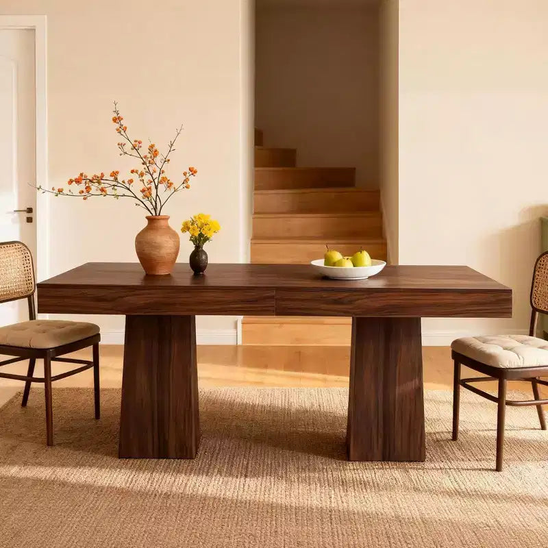 COZONY Mesa de Comedor Cuadrada de 31.5 pulgadas para 4, Mesa de Cocina Pequeña con Base de Pedestal Robusta, Mesa de Comedor de Estilo Rústico
