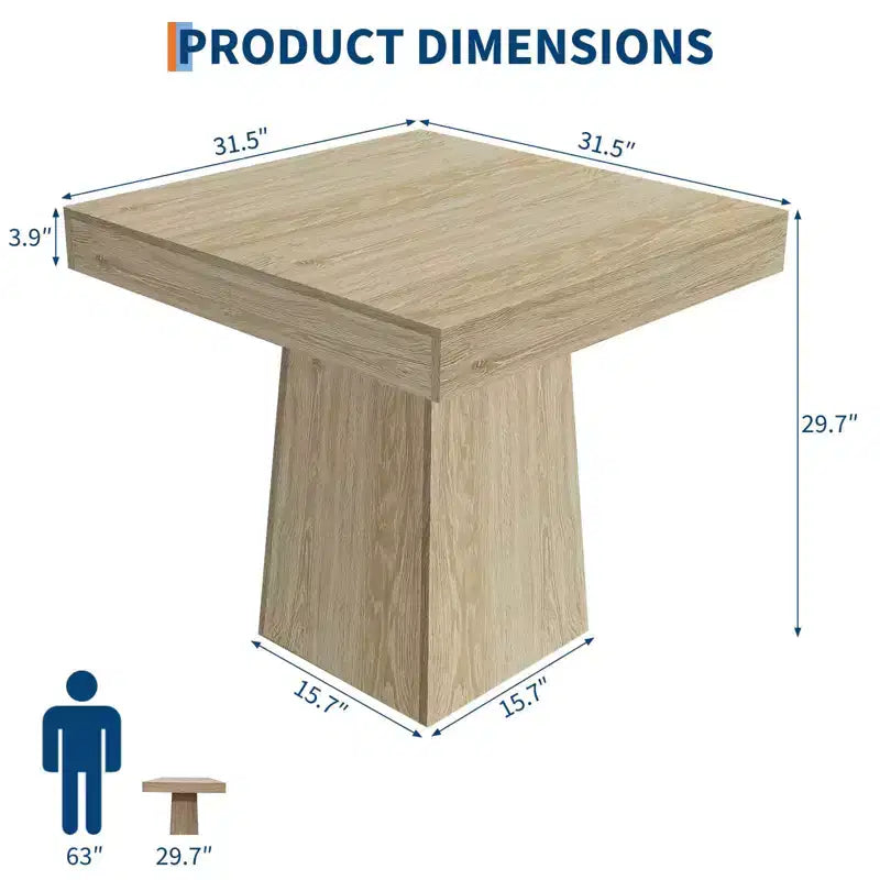 COZONY Mesa de Comedor Cuadrada de 31.5 pulgadas para 4, Mesa de Cocina Pequeña con Base de Pedestal Robusta, Mesa de Comedor de Estilo Rústico
