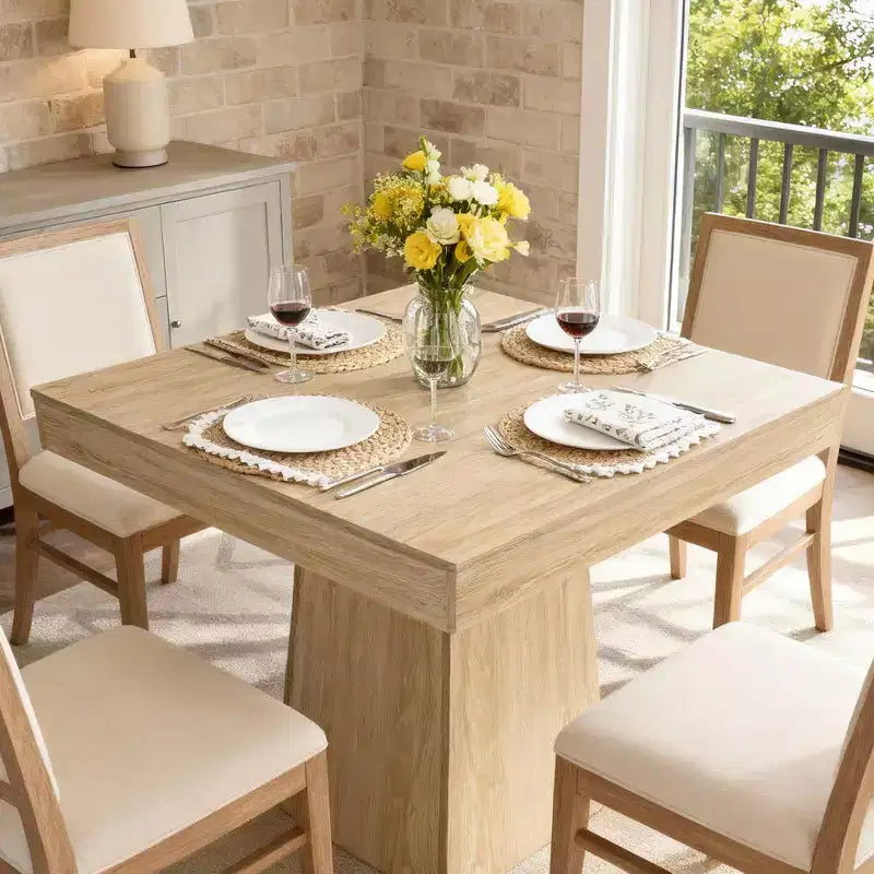 COZONY Mesa de Comedor Cuadrada de 31.5 pulgadas para 4, Mesa de Cocina Pequeña con Base de Pedestal Robusta, Mesa de Comedor de Estilo Rústico
