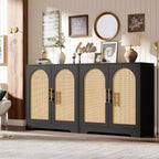 Aparador moderno con 2 puertas de ratán - Mesa consola/aparador con almacenamiento para sala de estar, comedor y recibidor