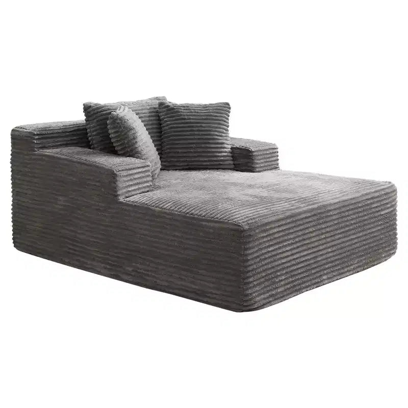 Sillón Chaise Lounge Grande 49", Sofá Cama Tapizado con 3 Almohadas, Sofá Individual sin Estructura para Sala de Estar Dormitorio, Gris