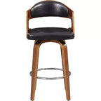 Taburetes de mostrador Okak de 27 pulgadas, 1 unidad, taburetes de bar giratorios de mediados de siglo con tapicería de piel sintética y estructura de madera, sillas de bar con detalles de cobre para cocina