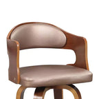 Taburetes de mostrador Okak de 27 pulgadas, 1 unidad, taburetes de bar giratorios de mediados de siglo con tapicería de piel sintética y estructura de madera, sillas de bar con detalles de cobre para cocina