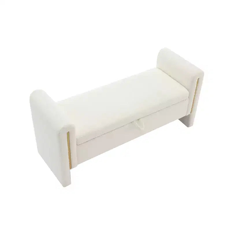 Banco tapizado moderno para dormitorio, otomana grande con almacenamiento y reposabrazos para pie de cama, sala de estar, entrada o sala de lectura