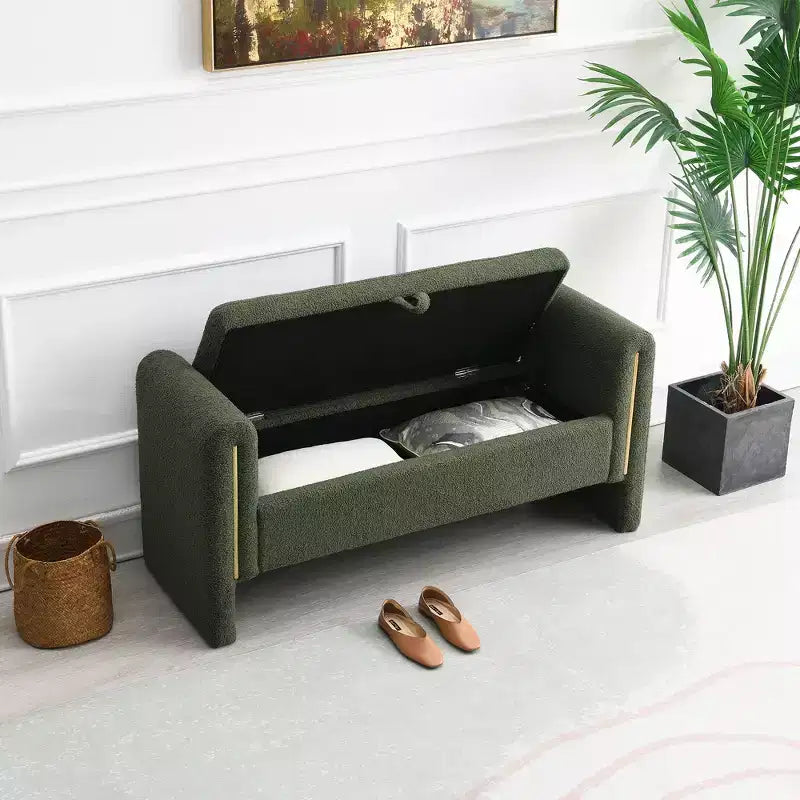 Banco tapizado moderno para dormitorio, otomana grande con almacenamiento y reposabrazos para pie de cama, sala de estar, entrada o sala de lectura