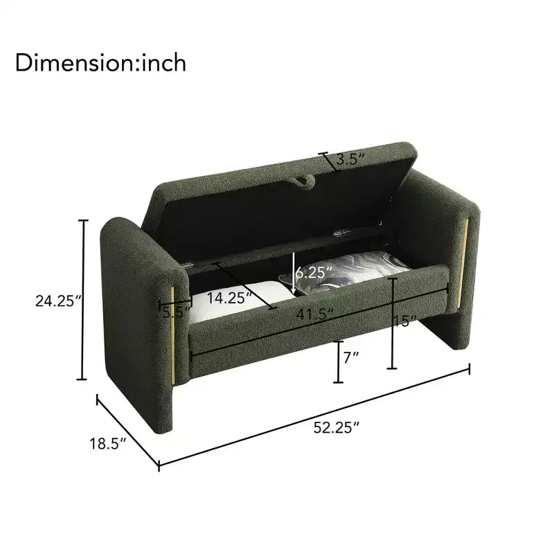 Banco tapizado moderno para dormitorio, otomana grande con almacenamiento y reposabrazos para pie de cama, sala de estar, entrada o sala de lectura