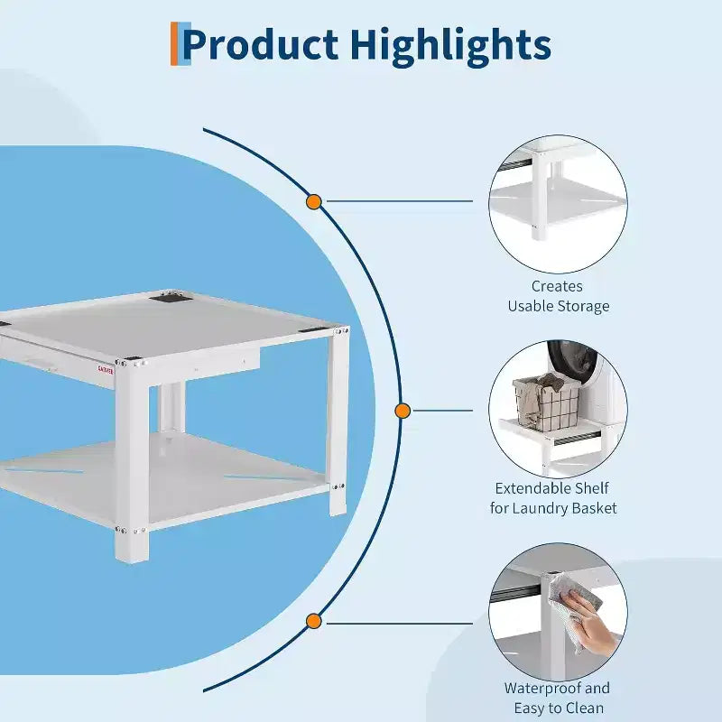 Soporte resistente para lavadora y secadora COZONY de 29 pulgadas, estante extraíble, base antivibración, capacidad de almacenamiento de 800 libras