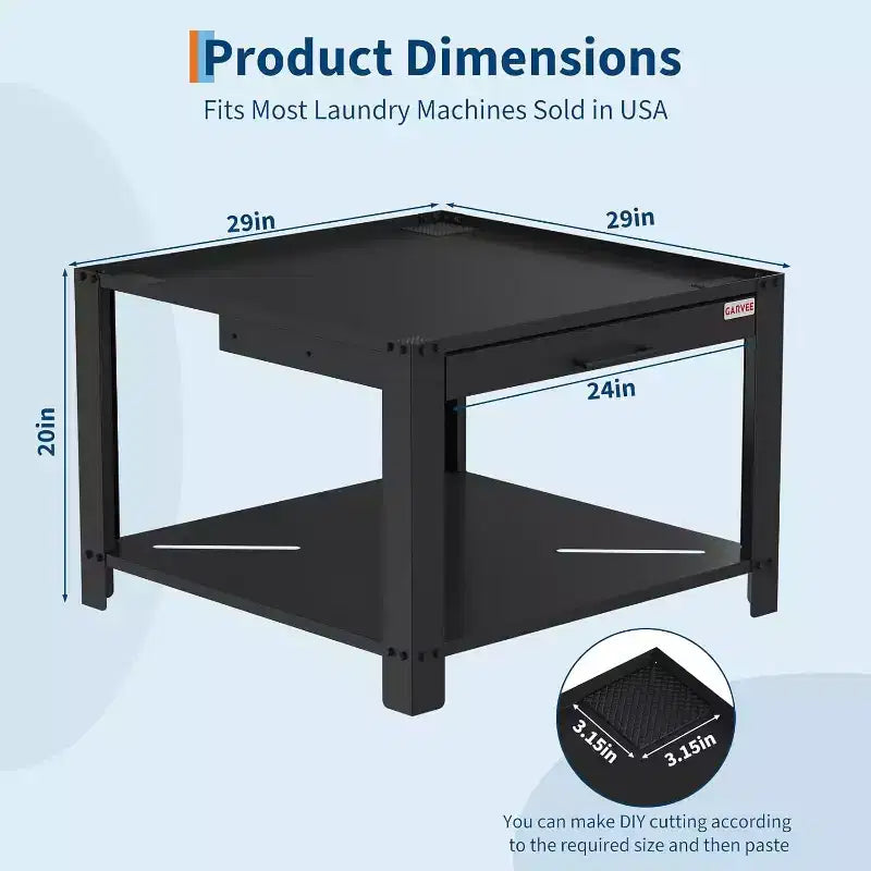 Soporte resistente para lavadora y secadora COZONY de 29 pulgadas, estante extraíble, base antivibración, capacidad de almacenamiento de 800 libras