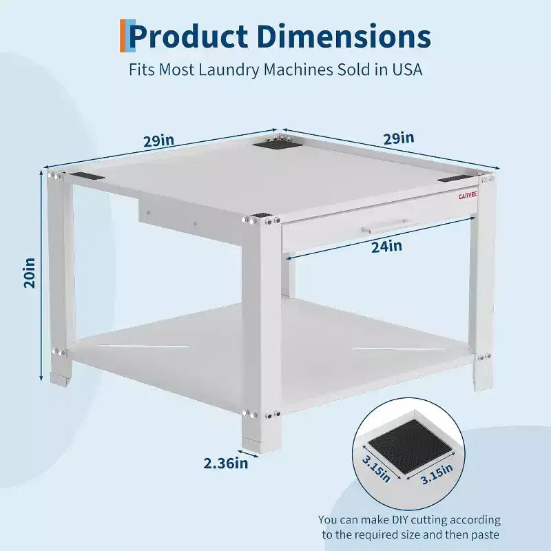 Soporte resistente para lavadora y secadora COZONY de 29 pulgadas, estante extraíble, base antivibración, capacidad de almacenamiento de 800 libras