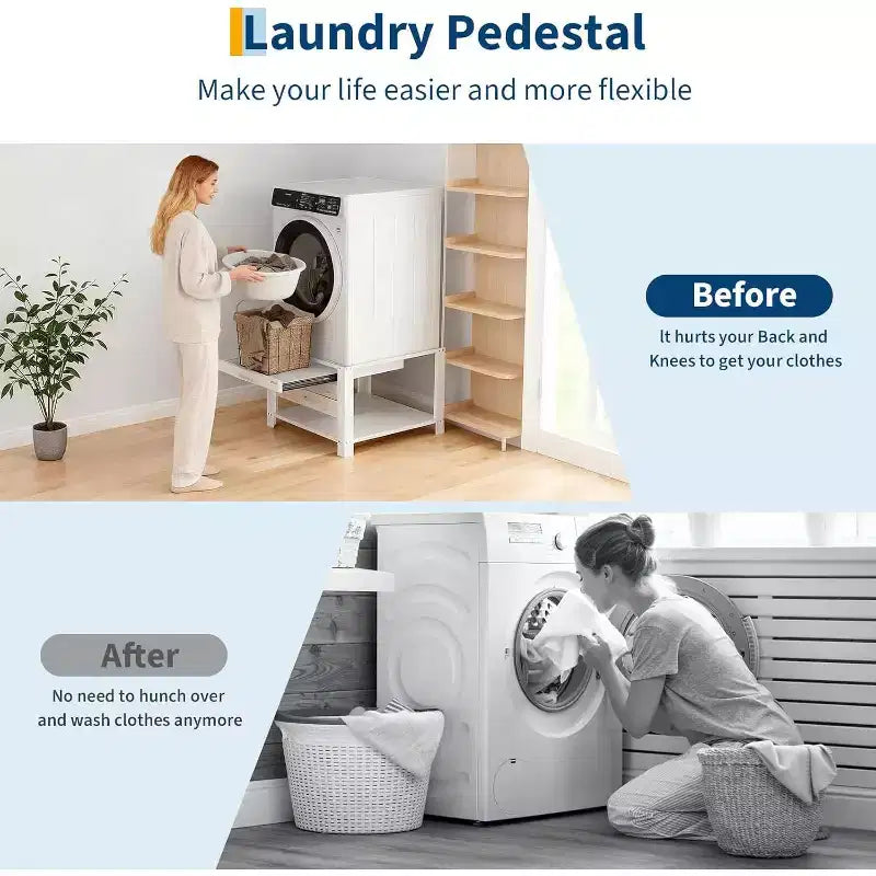 Soporte resistente para lavadora y secadora COZONY de 29 pulgadas, estante extraíble, base antivibración, capacidad de almacenamiento de 800 libras