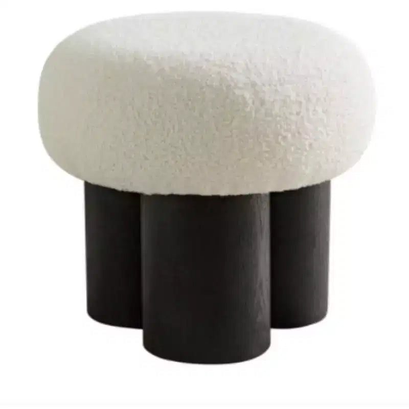 TUYOHW Taburete de Seta, otomana de felpa con patas de aspecto de madera, taburete auxiliar en forma de barril de 43 cm para sala de estar o entrada