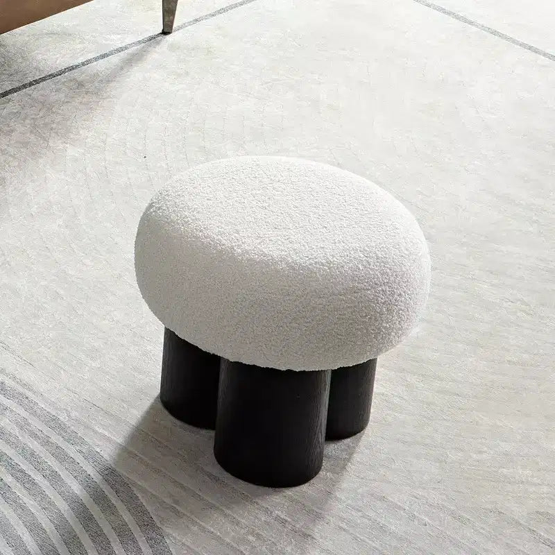 TUYOHW Taburete de Seta, otomana de felpa con patas de aspecto de madera, taburete auxiliar en forma de barril de 43 cm para sala de estar o entrada