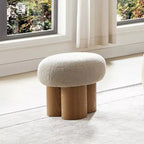 TUYOHW Taburete de Seta, otomana de felpa con patas de aspecto de madera, taburete auxiliar en forma de barril de 43 cm para sala de estar o entrada